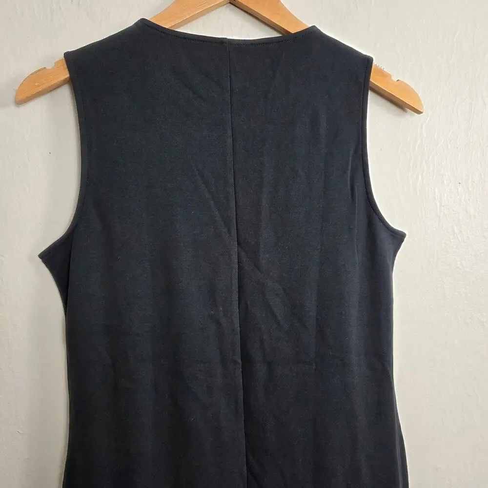 NWT J. Crew Essential Knit Black Sleeveless Cotton Pull On Black Tank Dress